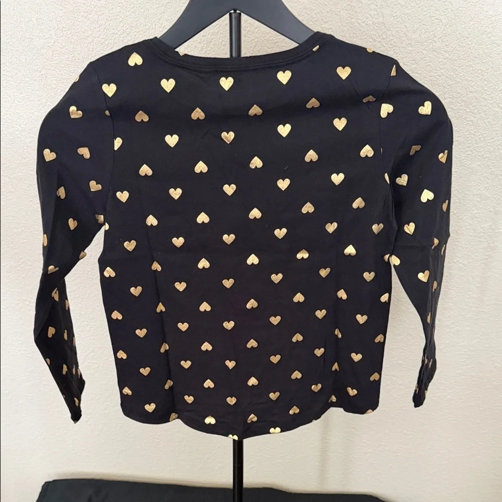 Old Navy Black Tee with Gold Hearts
